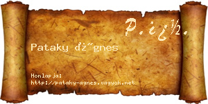 Pataky Ágnes névjegykártya